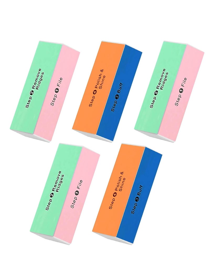 DOLOLO 5 Pack 4 Way Nail Buffer Block, Nail Buffer and Shine Kit, Natural Nail Polisher Sanding File Block for Professional Manicure - Image 1