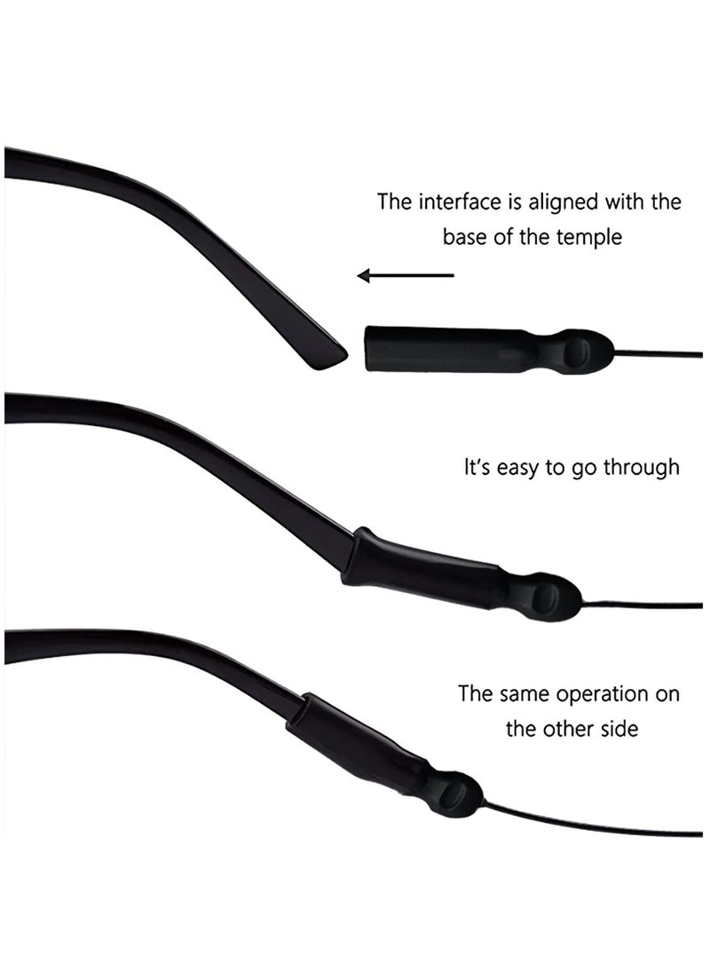 Generic Adjustable Sports Sunglasses Strap with Ear Hooks - Universal Fit Anti-Slip Eyeglass Retainer for Men, Women, and Children (4 Pairs, Elegant Black)  - Image 3