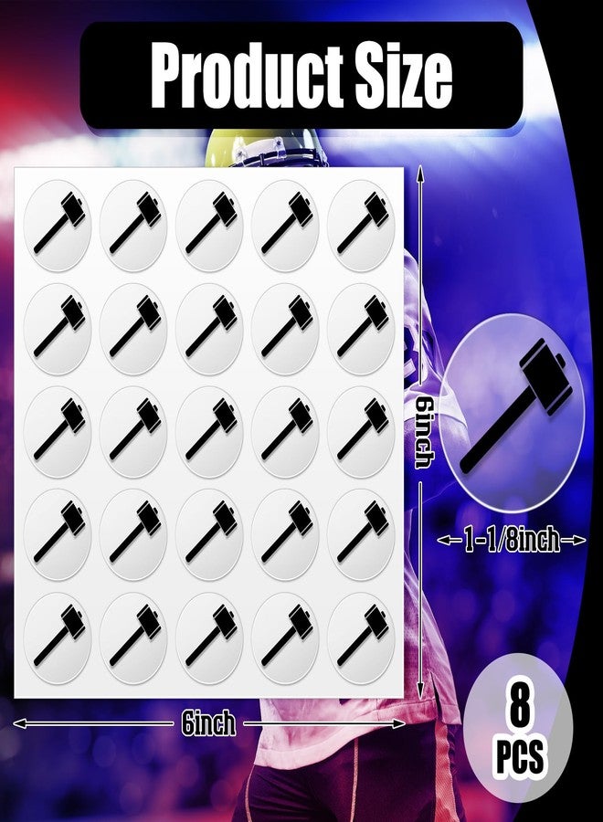 Noveread 200 Pcs Football Helmet Stickers Sledgehammer Helmet Award Decals 1'' Vinyl Baseball Softball Hockey Lacrosse Stickers Self Adhesive Sports Themed Decals, 8 Sheets(Black on Clear) - Image 3