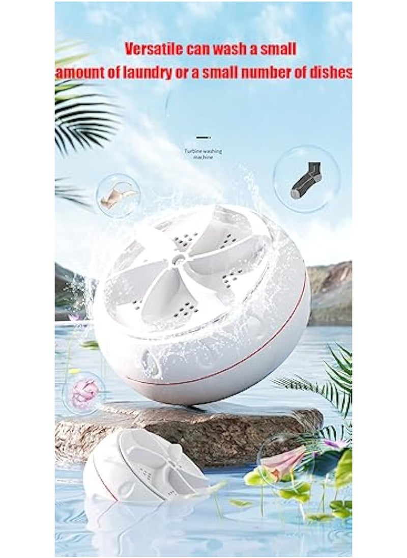 Hihonor Portable Mini Washing Machine Ultrasonic Turbo Portable Washer with USB for Home Business Travel College House RV Apartment Turbo Washing Machine Cleaning Socks Underwear and Dishes  - Image 3