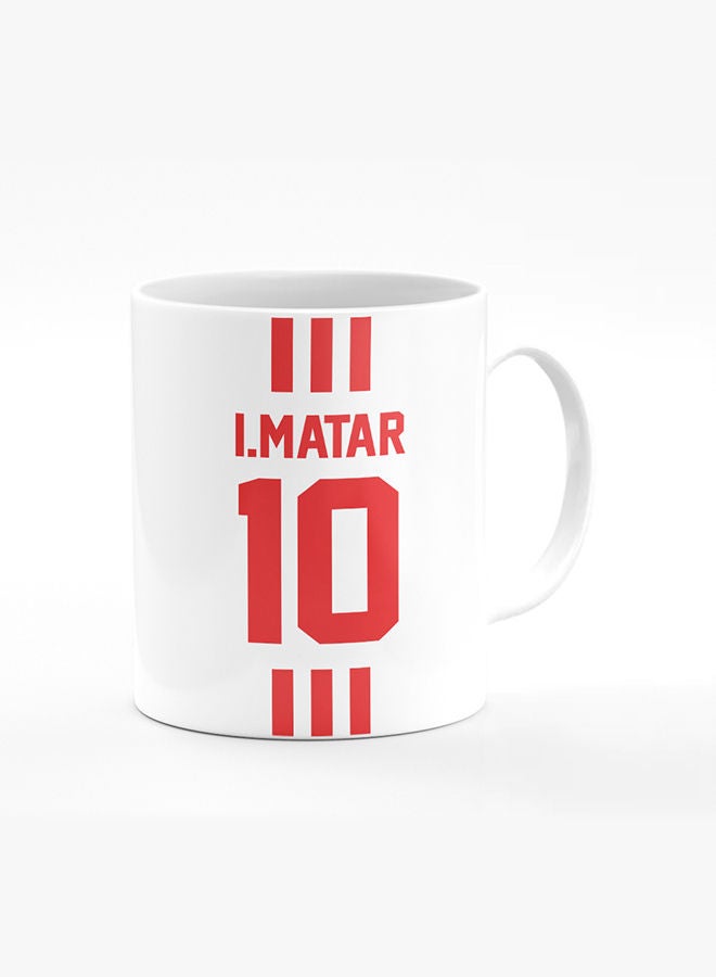 Stylizedd Designer Printed Coffee Mug with Heavy Duty Handle 11oz Ceramic Personalized Gift Mugs Cup Microwave Safe Dishwasher Proof - Football Team - UAE Player Name I Matar - Image 1