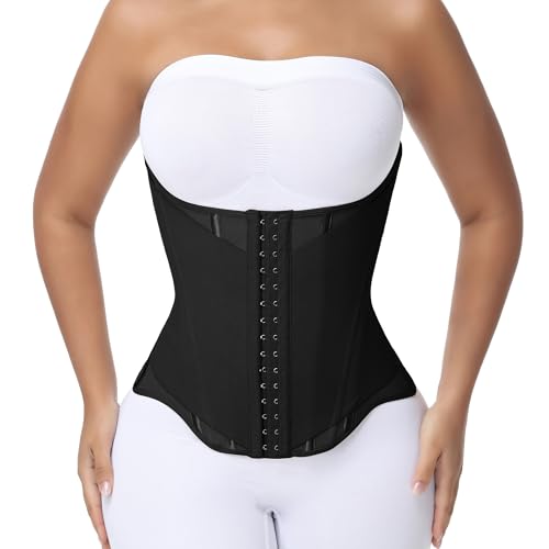 SHAPSHE Waist Trainer for Women Tummy Control Cincher Corset Shapewear Working Out Body Shaper with Hooks Black M - Image 1