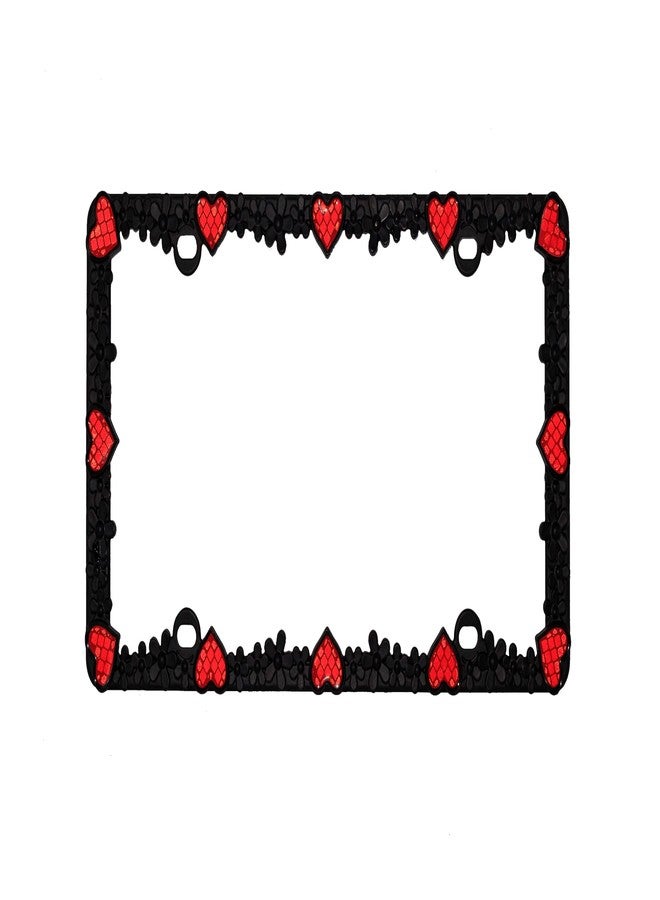 Creathome 3D Daisy Heart License Plate Frame from Pure Zinc Alloy Metal Perfect Plate Holder, Matt Black Daisy with Red Reflective Heart - Image 5