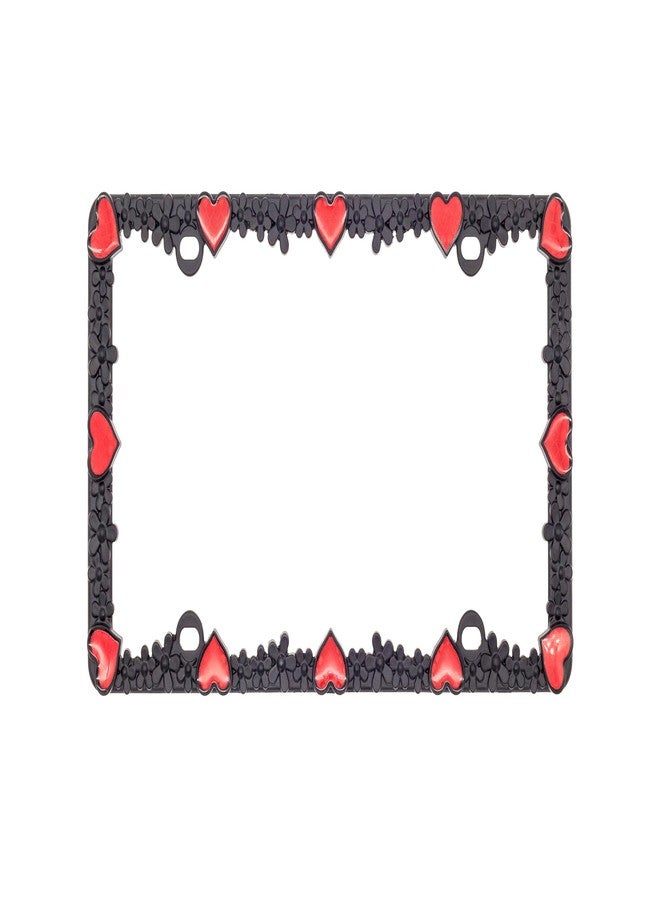 Creathome 3D Daisy Heart License Plate Frame from Pure Zinc Alloy Metal Perfect Plate Holder, Matt Black Daisy with Red Reflective Heart - Image 3