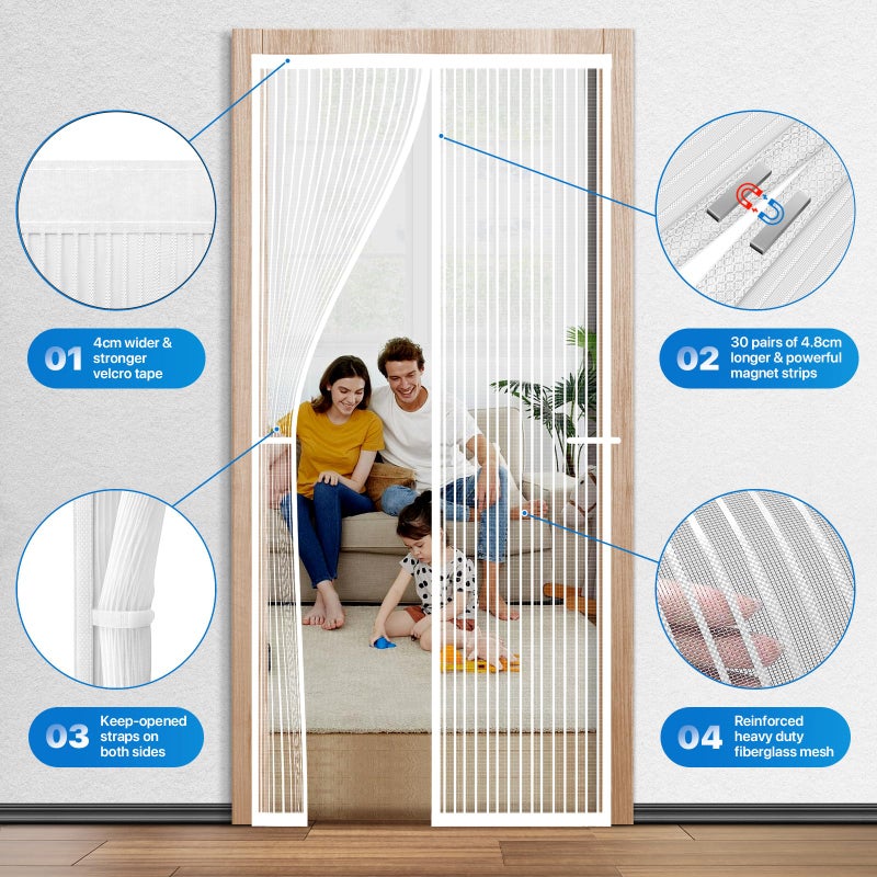 Loviga Heavy Duty Door Screen Magnetic Closure, LOVIGA Thickened Fiberglass Screen Door Mesh, Self Sealing, Tear Resistant, Easy Assemble, Fine Mesh Keep Bugs Out Fit Door Size 36 Inch X 82 Inch White - Image 3