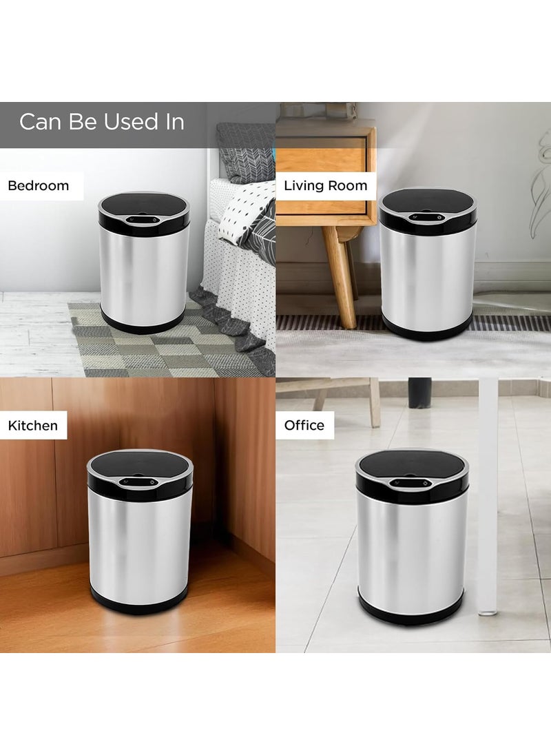 Homestic Homestic 8L Stainless Steel Automatic Touchless Motion Sensor Dustbin Quick Open Soft Close Lid Garbage Bin for Kitchen Bathroom Indoor Outdoor Trash Cana91  - Image 4
