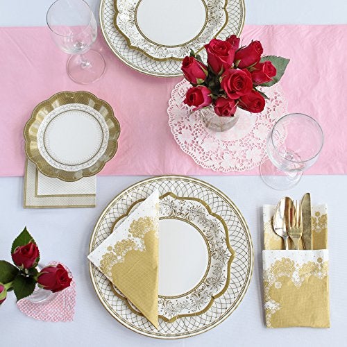 Talking Tables Pack of 12 - Dia 20cm, 8" Gold Paper Plates Party Ideal Partyware Supplies For Christmas, Tea Party, Birthday Party, Wedding Tables And Anniversary (PPG-PLATE-MED) - Image 3