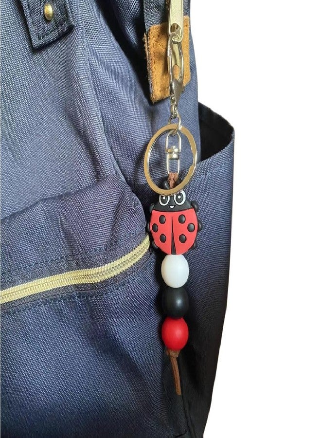 Lemua LadybugKeychain, Ladybug Gifts for Women Girls, Cute Red Silicone Beaded Ladybug Handbag Charm Purse Charm for Ladybug Lovers - Image 3