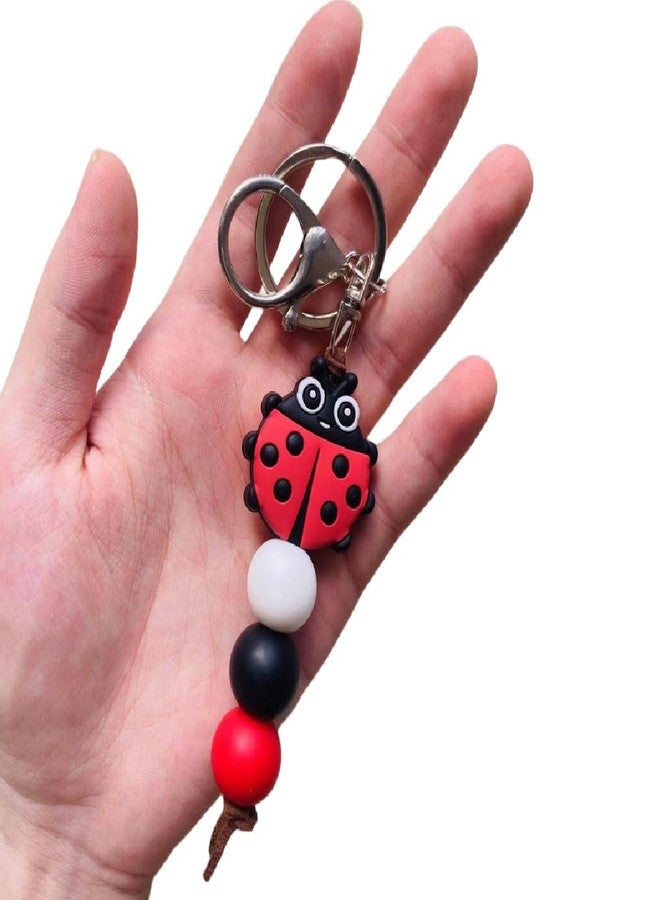 Lemua LadybugKeychain, Ladybug Gifts for Women Girls, Cute Red Silicone Beaded Ladybug Handbag Charm Purse Charm for Ladybug Lovers - Image 2