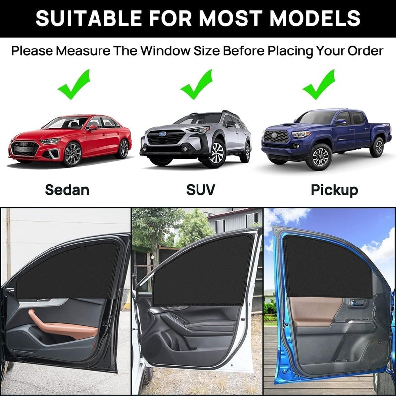 psler Universal Side Window Sun Shade Magnetic Privacy Blinds Car Blackout Curtain for Camping Sleeping Baby Kids 4PCS Silver - Image 3