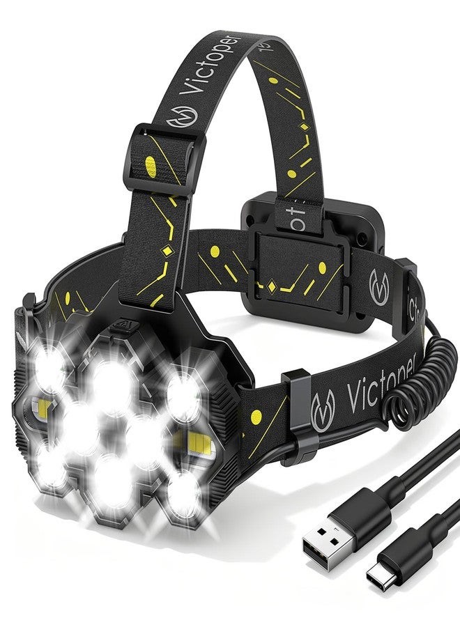 Victoper Headlamp Rechargeable, High Lumen Bright 10 LEDs Head Lamp, 8+2 Modes Head Light with Red Light for Adult, Waterproof Head Flashlight for Outdoor Running, Hunting, Camping, Hiking - Image 1
