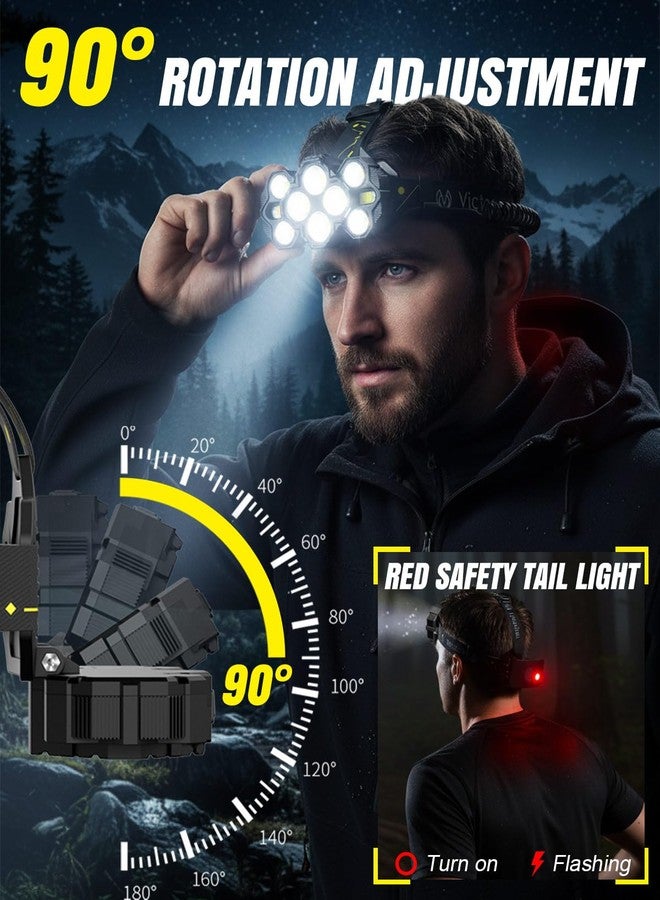 Victoper Headlamp Rechargeable, High Lumen Bright 10 LEDs Head Lamp, 8+2 Modes Head Light with Red Light for Adult, Waterproof Head Flashlight for Outdoor Running, Hunting, Camping, Hiking - Image 5