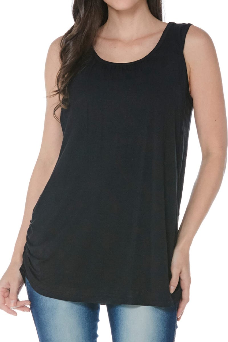 Smallshow Women's Maternity Nursing Tank Tops Breastfeeding Clothes 3-Pack Large Black-Deep Green-Teal - Image 2