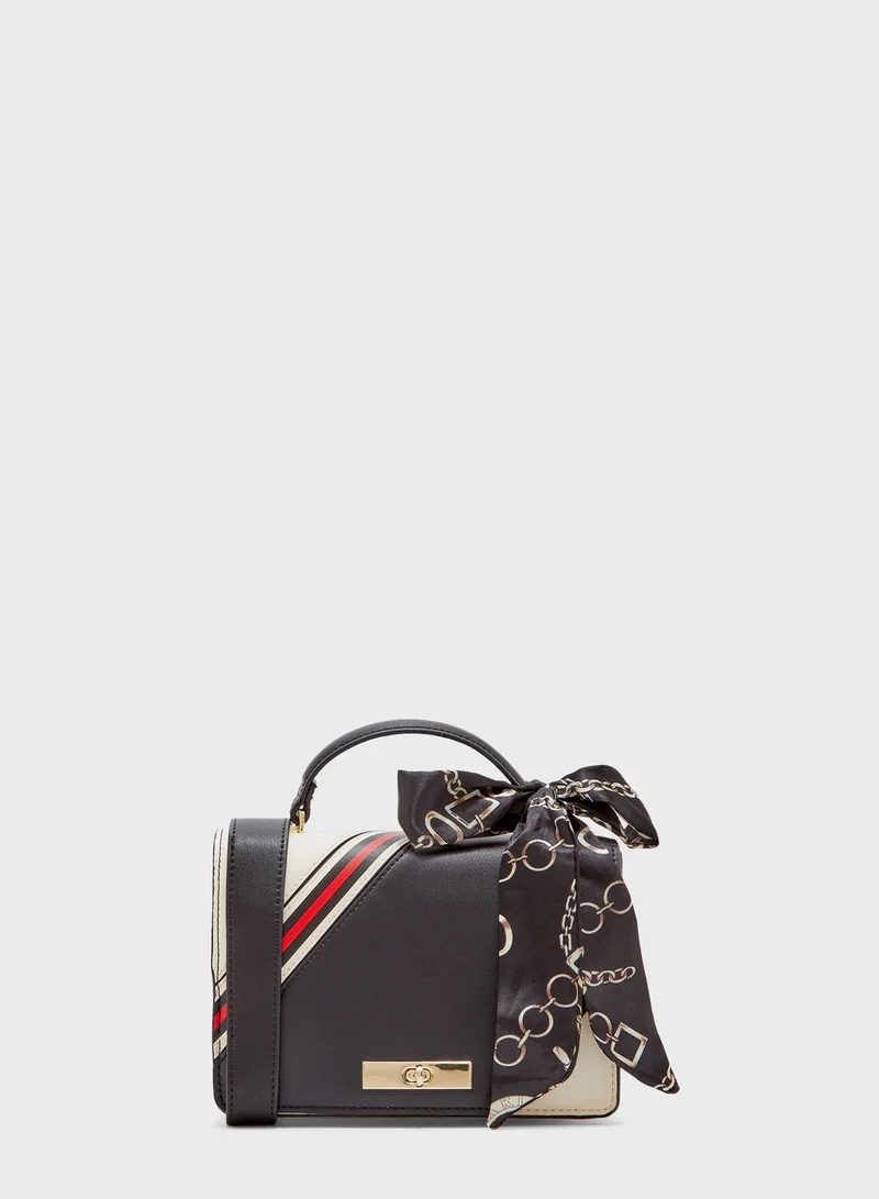 FYOR Scarf Detail Colorblock Satchel
