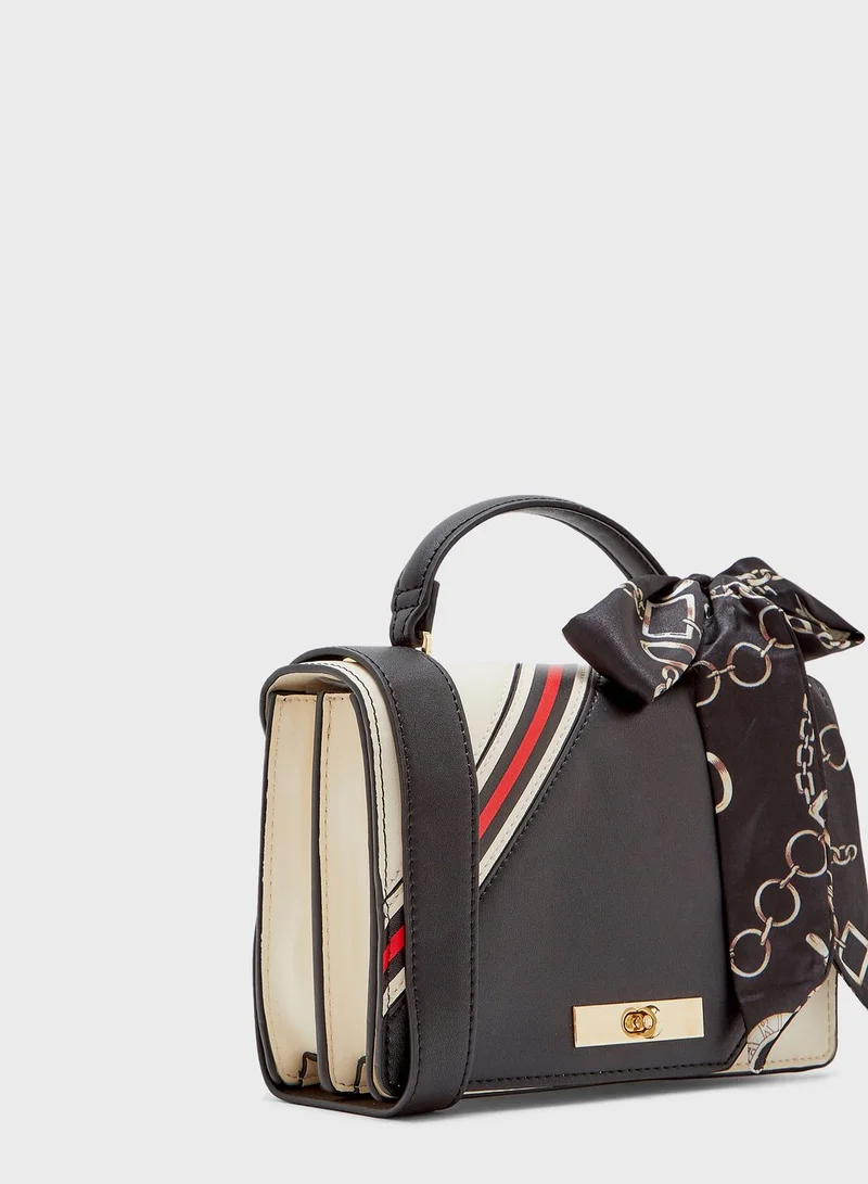 FYOR Scarf Detail Colorblock Satchel