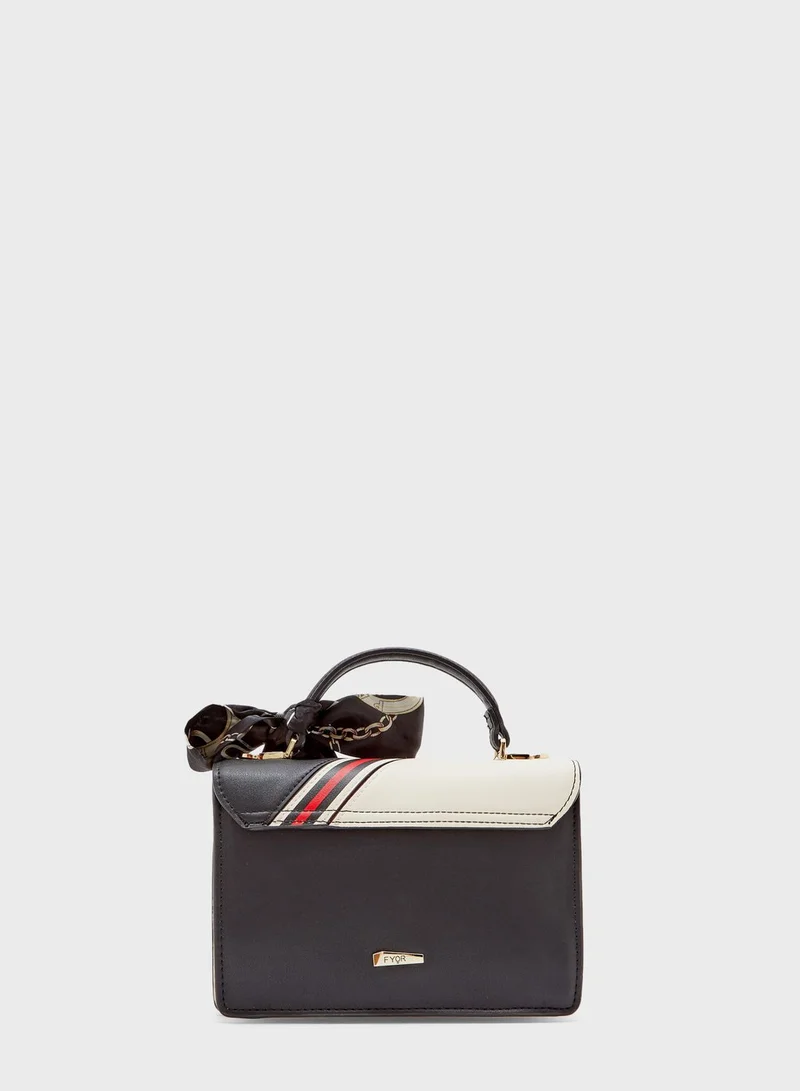 FYOR Scarf Detail Colorblock Satchel