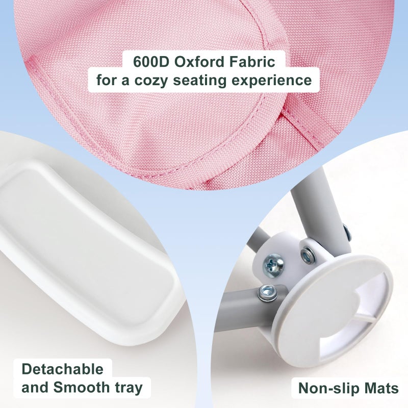 Tiny Marvels Portable Booster Seat, Foldable Baby High Chair with Removable Tray, Safety Harness & Carry Bag â€“ for Toddlers Ages 6M-3Y, Ideal for Dining, Travel, Camping & Family Time - Image 3