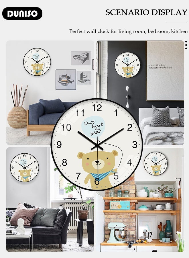 DUNISO Wall Clock, 12 inch Modern Wall Clocks for Featuring Cartoon Patterns, Silent Non Ticking Battery Operated Small Clock for Whole Room Home Bedroom Office - Image 5