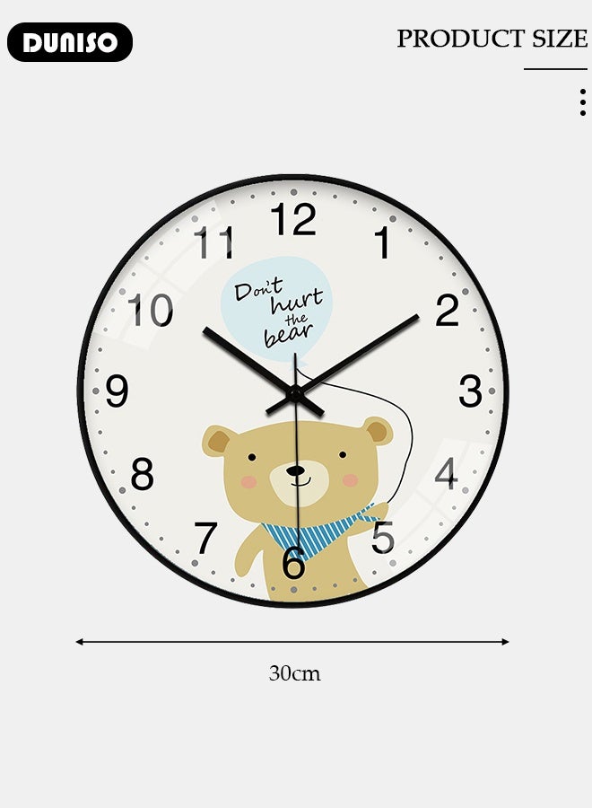 DUNISO Wall Clock, 12 inch Modern Wall Clocks for Featuring Cartoon Patterns, Silent Non Ticking Battery Operated Small Clock for Whole Room Home Bedroom Office - Image 2