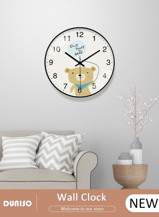 DUNISO Wall Clock, 12 inch Modern Wall Clocks for Featuring Cartoon Patterns, Silent Non Ticking Battery Operated Small Clock for Whole Room Home Bedroom Office - Image 1