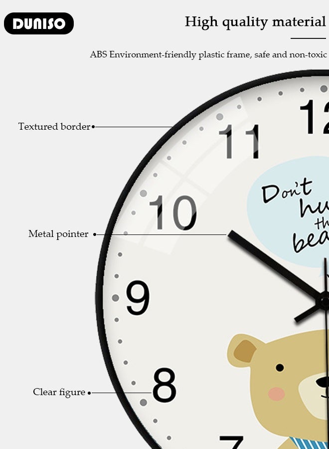 DUNISO Wall Clock, 12 inch Modern Wall Clocks for Featuring Cartoon Patterns, Silent Non Ticking Battery Operated Small Clock for Whole Room Home Bedroom Office - Image 4