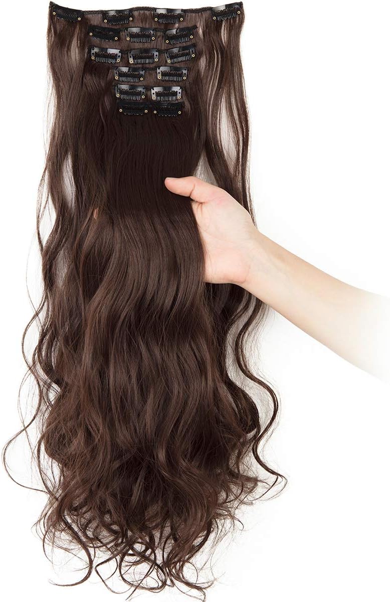 2426 Clip in Hair Extensions 6Pcs 16 Clips Curly Wavy Straight Thick Clip on Synthetic Hair Extension Hairpieces