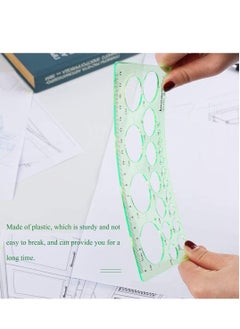 Captaintech Circle Templates Drafting Tools Measuring Geometry Ruler Plastic Geometric Painting Stencils Scale Shape Stencils Drawing Set for School and Office Building Formwork Drawings  - Image 5