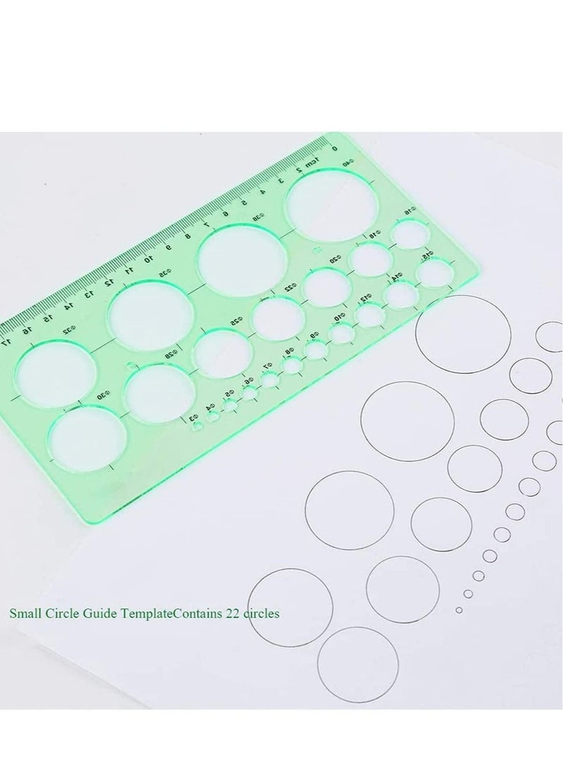Circle Templates Drafting Tools Measuring Geometry Ruler Plastic Geometric Painting Stencils Scale Shape Stencils Drawing Set for School and Office Building Formwork Drawings