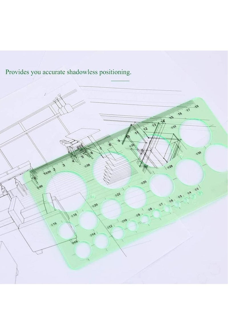 Circle Templates Drafting Tools Measuring Geometry Ruler Plastic Geometric Painting Stencils Scale Shape Stencils Drawing Set for School and Office Building Formwork Drawings