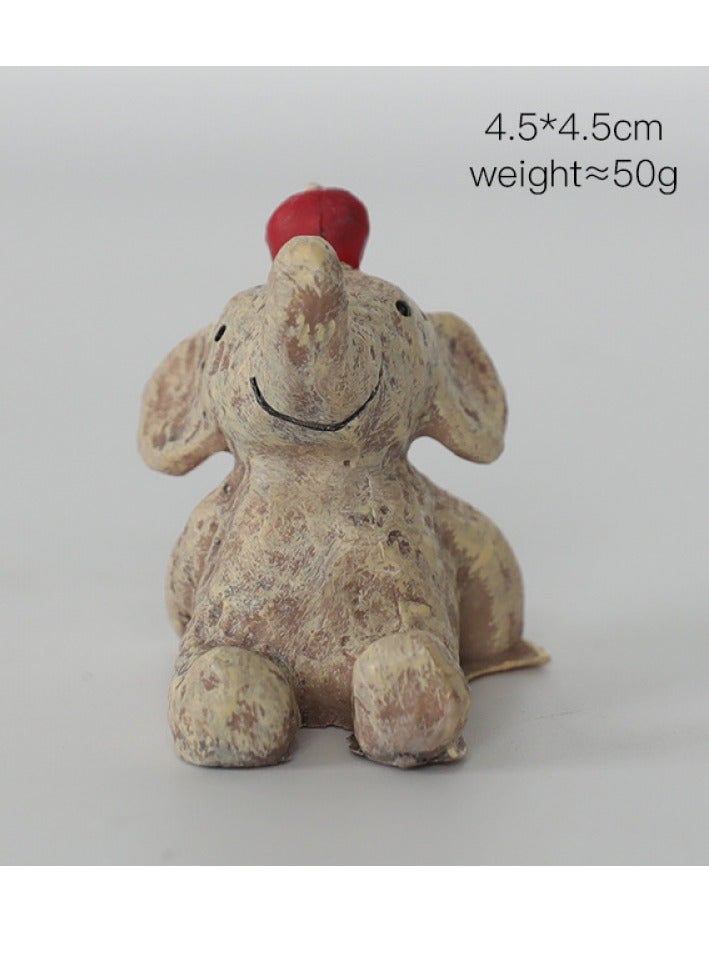 Y&D Looking Up At The Starry Sky Small Animal Ornaments Mini Animal Ornaments Home Decorations-Red Apple Baby Elephant