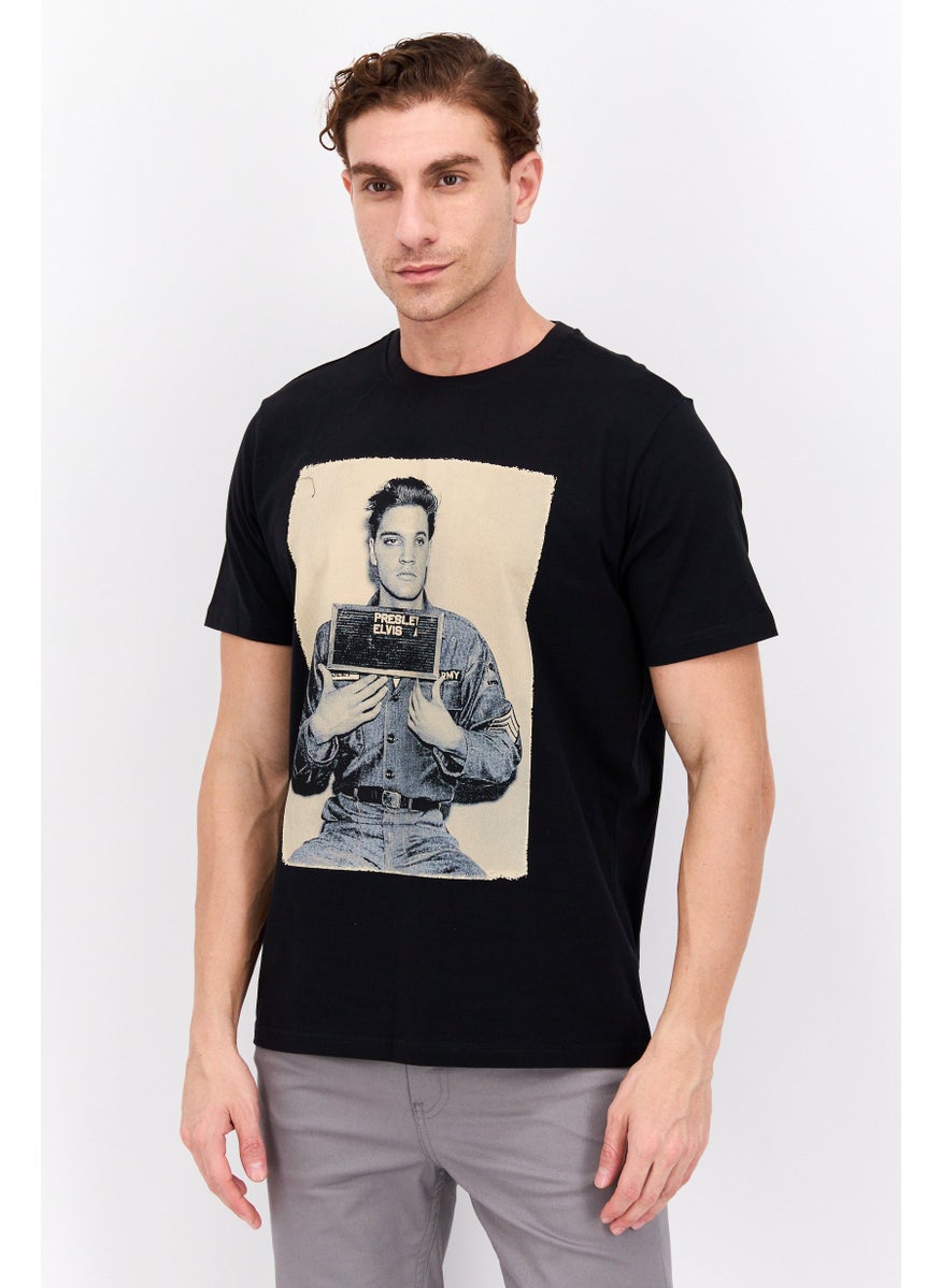 ELVIS Men Crew Neck Short Sleeve Graphic Print T-Shirt, Black Combo  - Image 1