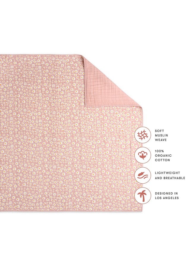 babyletto 100% Organic Cotton Quilt, GOTS-Certified, 3-Layers of Ultra-Soft and Breathable Muslin - Daisy - Image 2