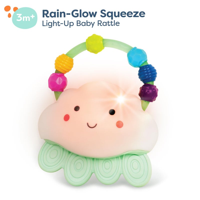 B. toys â€“ Baby Light â€“ Up Cloud Rattle â€“ Rain â€“ Glow Squeeze â€“ Sensory Development & Comfort - Teething Rattle Toys for Babies 3+ Years Months - Image 3