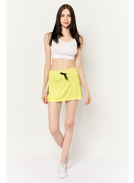 Adidas Women Sportswear Fit Brand Logo Tennis Skort, Yellow  - Image 2