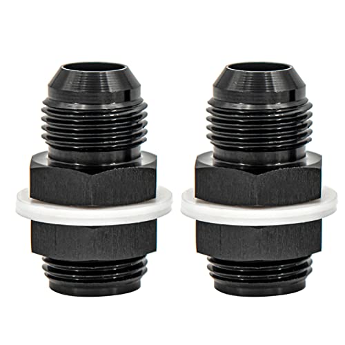 CNRAQR 10AN To 10AN Male Flare Straight Fuel Cell Bulkhead Fittings Aluminum Black 2Pcs - Image 1