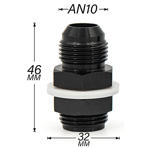 CNRAQR 10AN To 10AN Male Flare Straight Fuel Cell Bulkhead Fittings Aluminum Black 2Pcs - Image 2