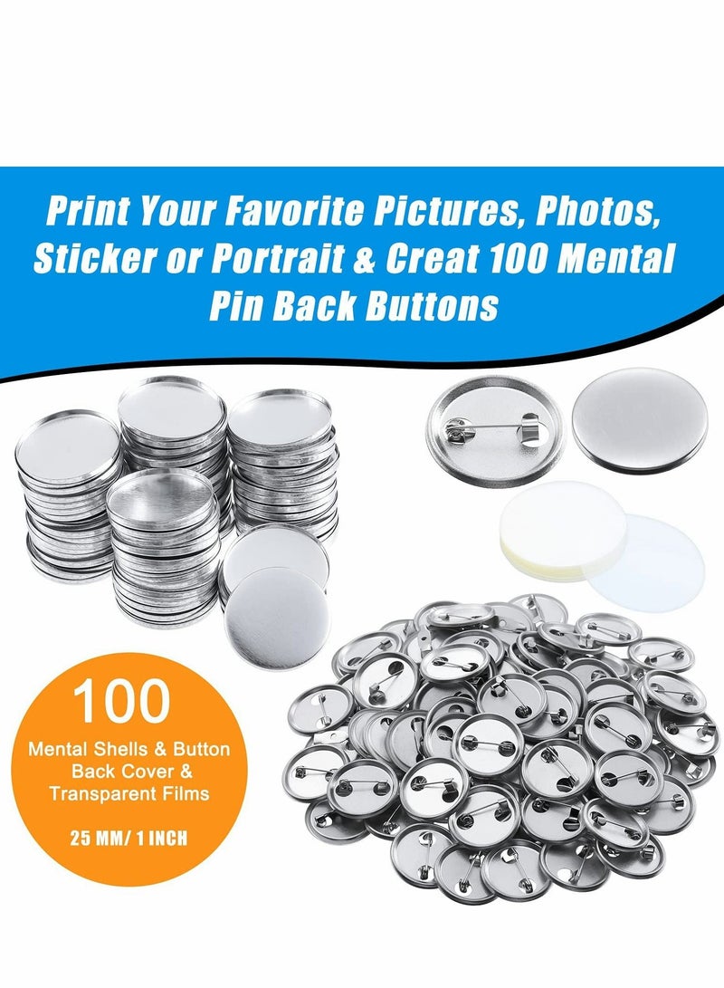 Blank on Making Supplies Round Badge on Parts Metal on Pin Badge Kit for on Maker Machine Including Metal Shells Back Cover and Clear Film 100 Set 300 Pcs - Image 2