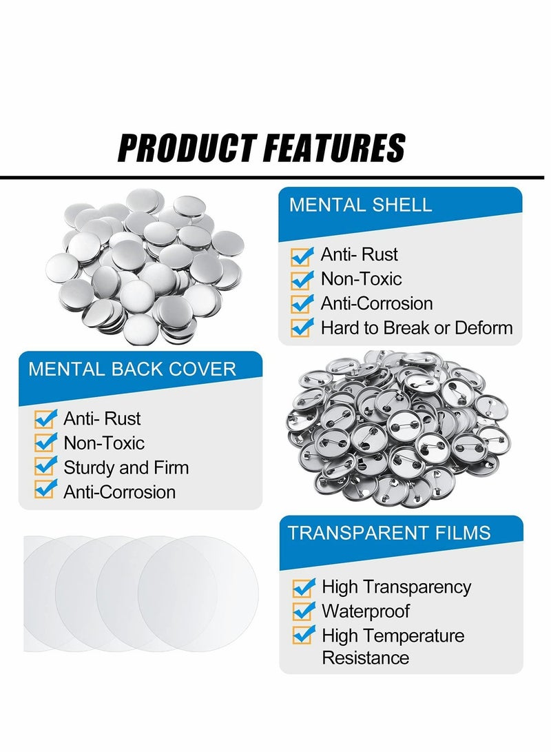 Blank on Making Supplies Round Badge on Parts Metal on Pin Badge Kit for on Maker Machine Including Metal Shells Back Cover and Clear Film 100 Set 300 Pcs - Image 4