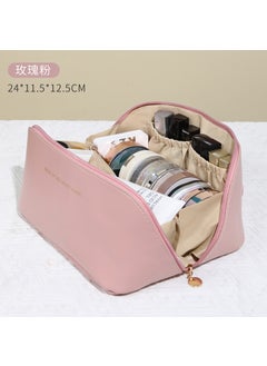 2024 new high-grade pillow pu cosmetic bag womens large capacity portable travel makeup brush toiletries storage bagPillow style-rose pink with words Pillow style-rose pink with words