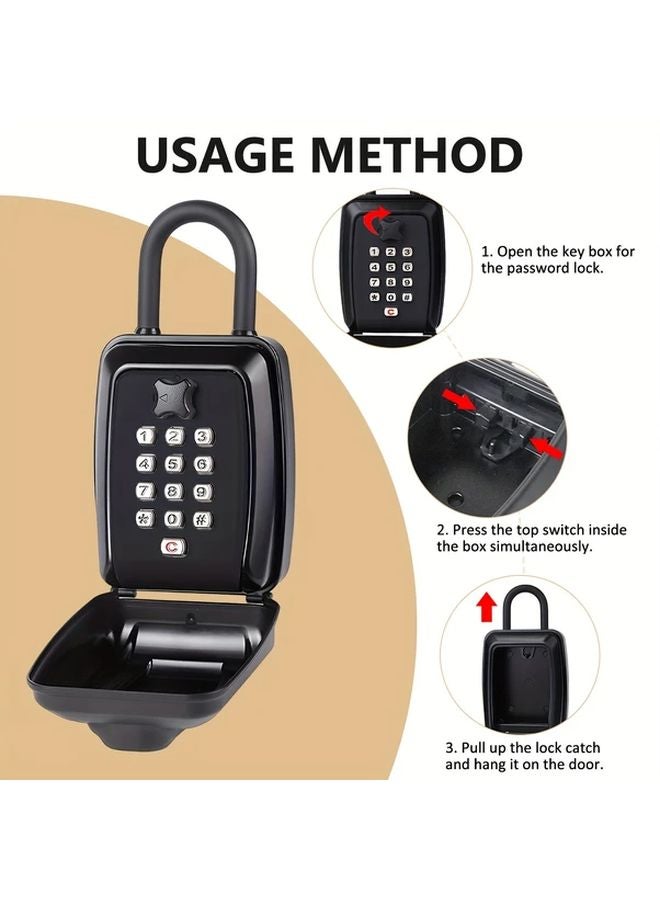 Black Waterproof Digital Key Safe with Secure Code Durable Outdoor Key Case for Home Garage Office - Image 3