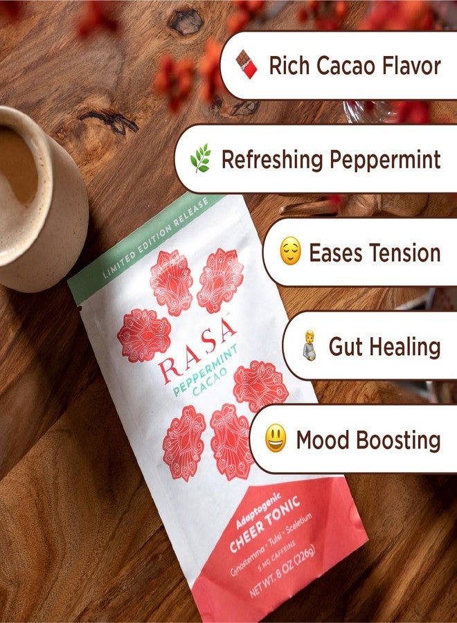 RASA Peppermint Cacao - Adaptogenic Mushroom Coffee Alternative | Vegan, Keto, Whole 30, Ayurveda Wellness Tonic with Chaga + Reishi (8 oz. / 30 Servings) - Image 2