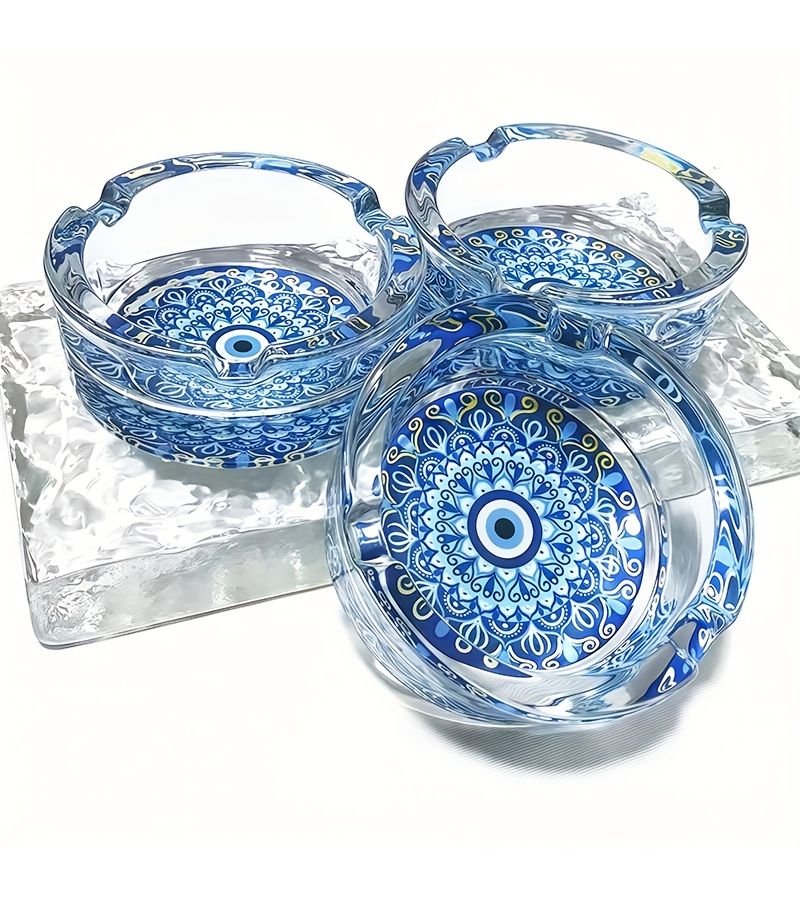 Green Decorative Glass Ashtray 3.34 Inch Round Smoking Accessory Gift For Friends Christmas Present - Image 1