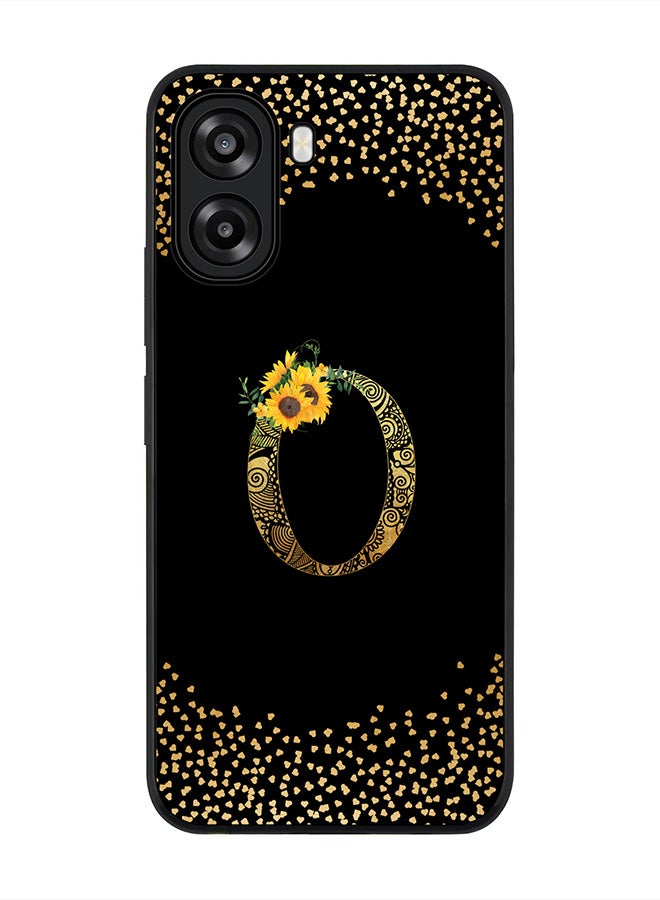 Stylizedd For Oppo A6x 5G / A6x 4G Case,Slim fit Camera Protection, Shockproof Thin Phone cover  - Custom Floral Monogram - O ( Black ) - Image 1