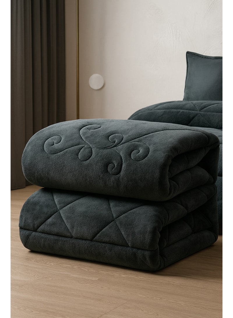 مينج لي مفرش ملكي 6 قطع نفرين شتوي وجهين وجه مخمل وجه فرو مقاس كينج 230x250 سم - Image 3