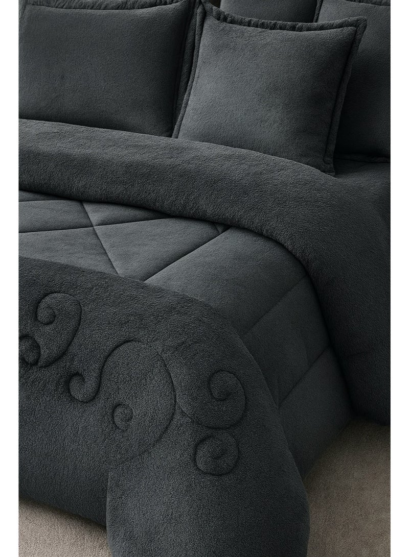 مينج لي مفرش ملكي 6 قطع نفرين شتوي وجهين وجه مخمل وجه فرو مقاس كينج 230x250 سم - Image 5