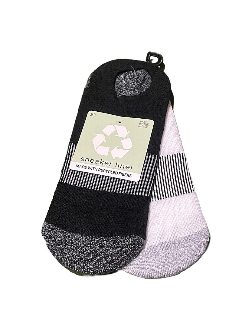 Sneaker Liner Socks Adult One Size Fits Most, 6 Pair White Grey Black, Packs Of 3  - Image 2