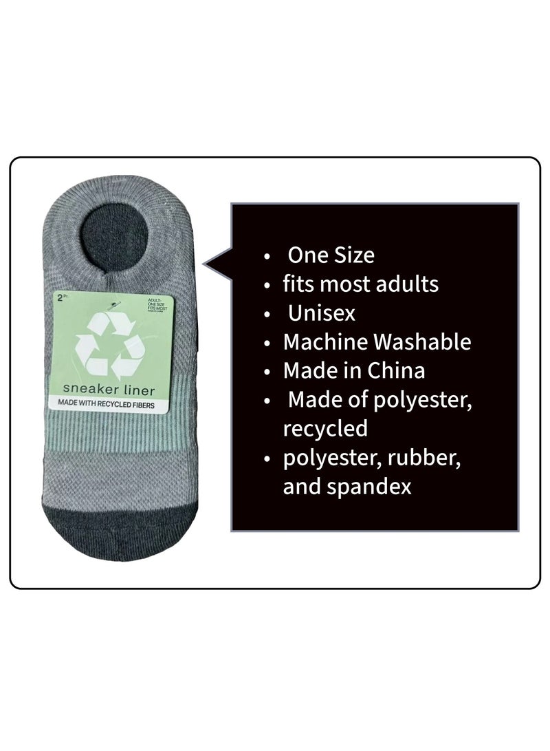 Sneaker Liner Socks Adult One Size Fits Most, 6 Pair White Grey Black, Packs Of 3  - Image 5