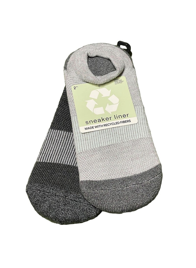 Sneaker Liner Socks Adult One Size Fits Most, 6 Pair White Grey Black, Packs Of 3  - Image 3