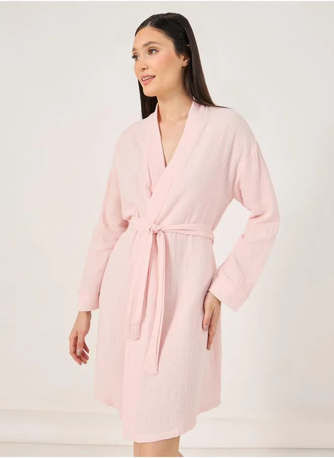 ستايلي Cotton Gauze Belted Robe