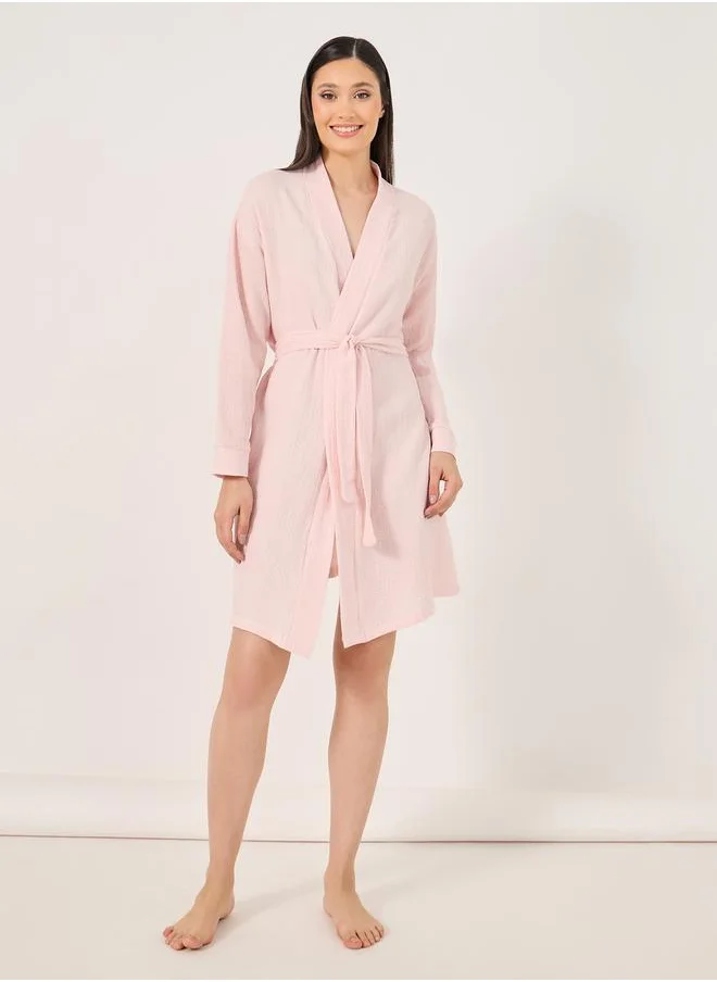 Styli Cotton Gauze Belted Robe